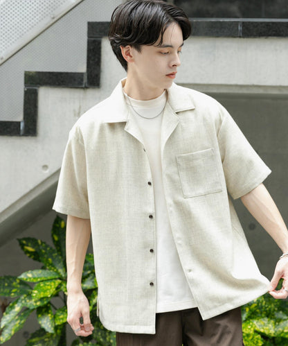 混色開領短袖襯衫