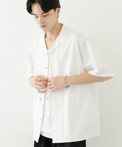 設計感翻領短袖襯衫