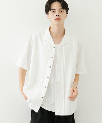 設計感翻領短袖襯衫