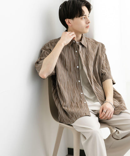 拼色提花短袖襯衫