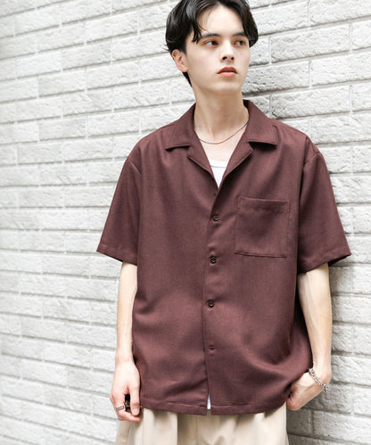 混色開領短袖襯衫
