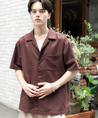 混色開領短袖襯衫