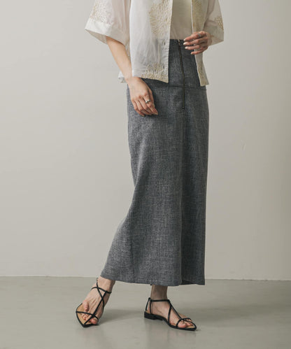 拉鍊裝飾高腰包臀裙