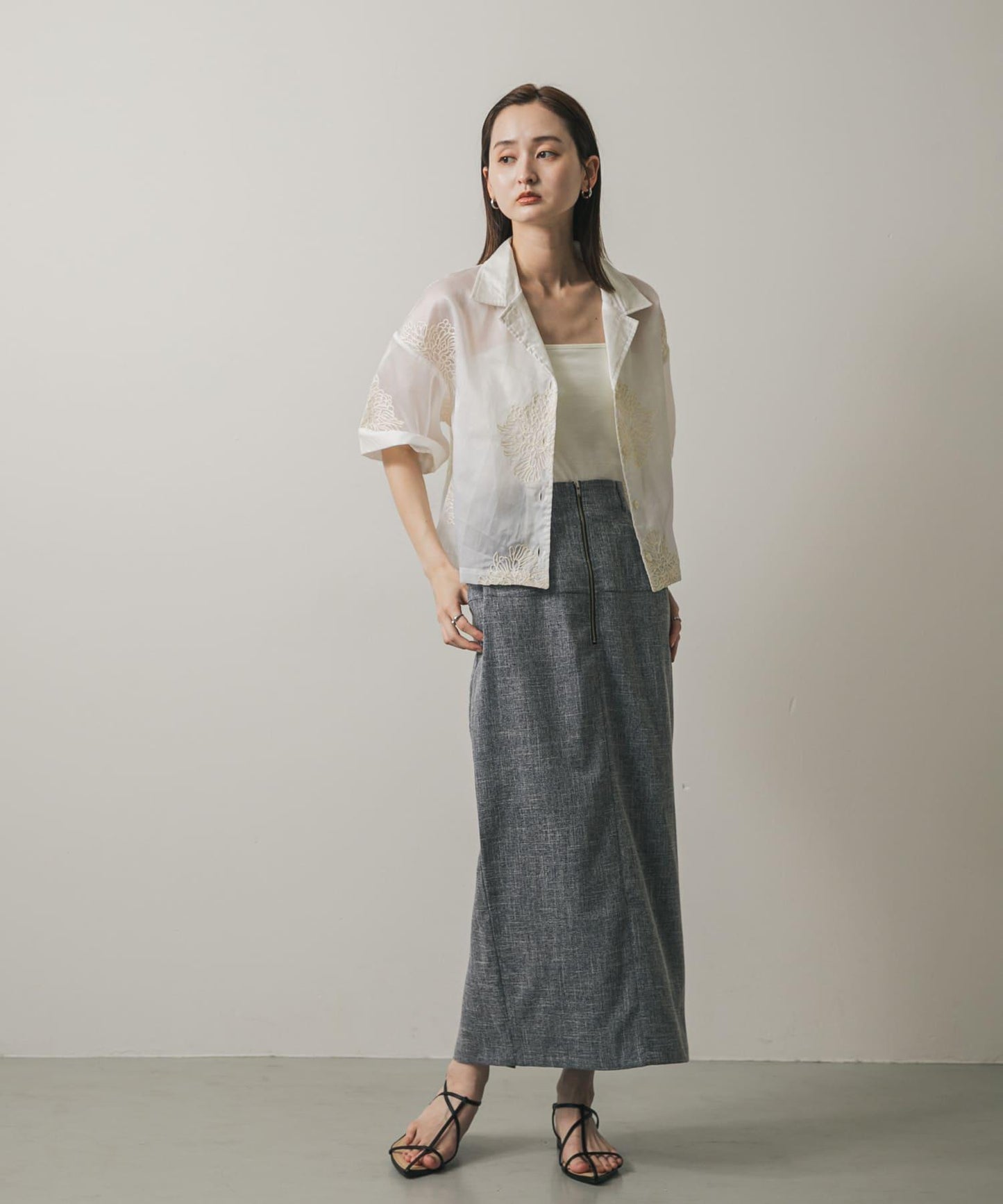 拉鍊裝飾高腰包臀裙