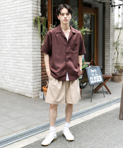 混色開領短袖襯衫