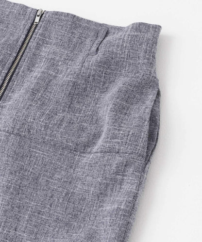 拉鍊裝飾高腰包臀裙