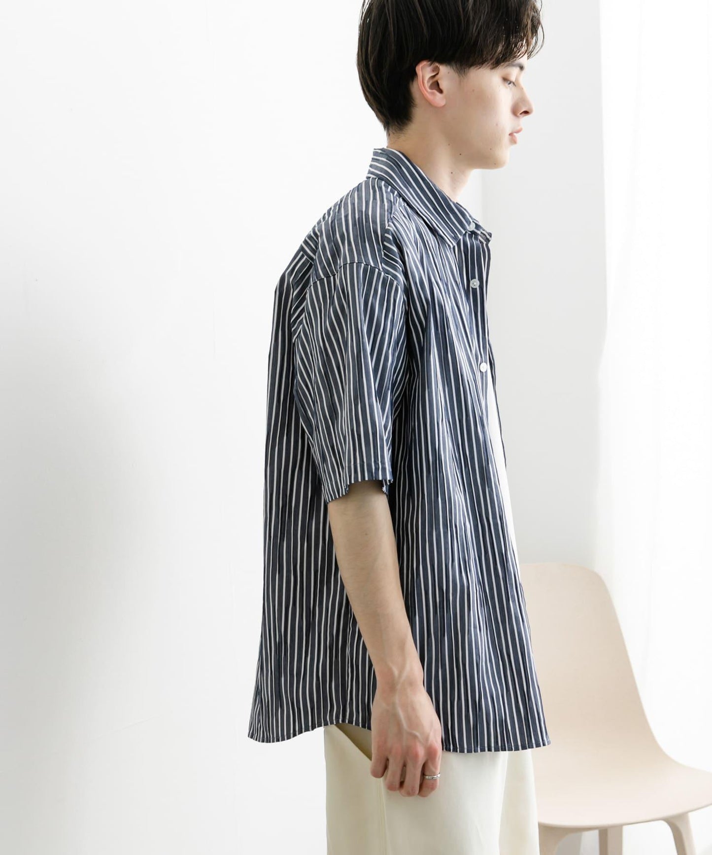 拼色提花短袖襯衫