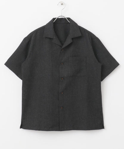 混色開領短袖襯衫