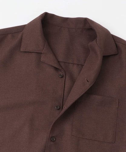 混色開領短袖襯衫