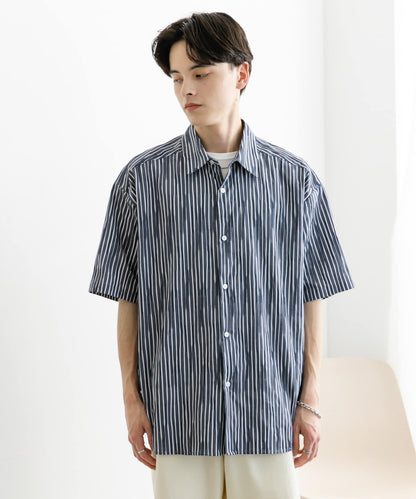 拼色提花短袖襯衫