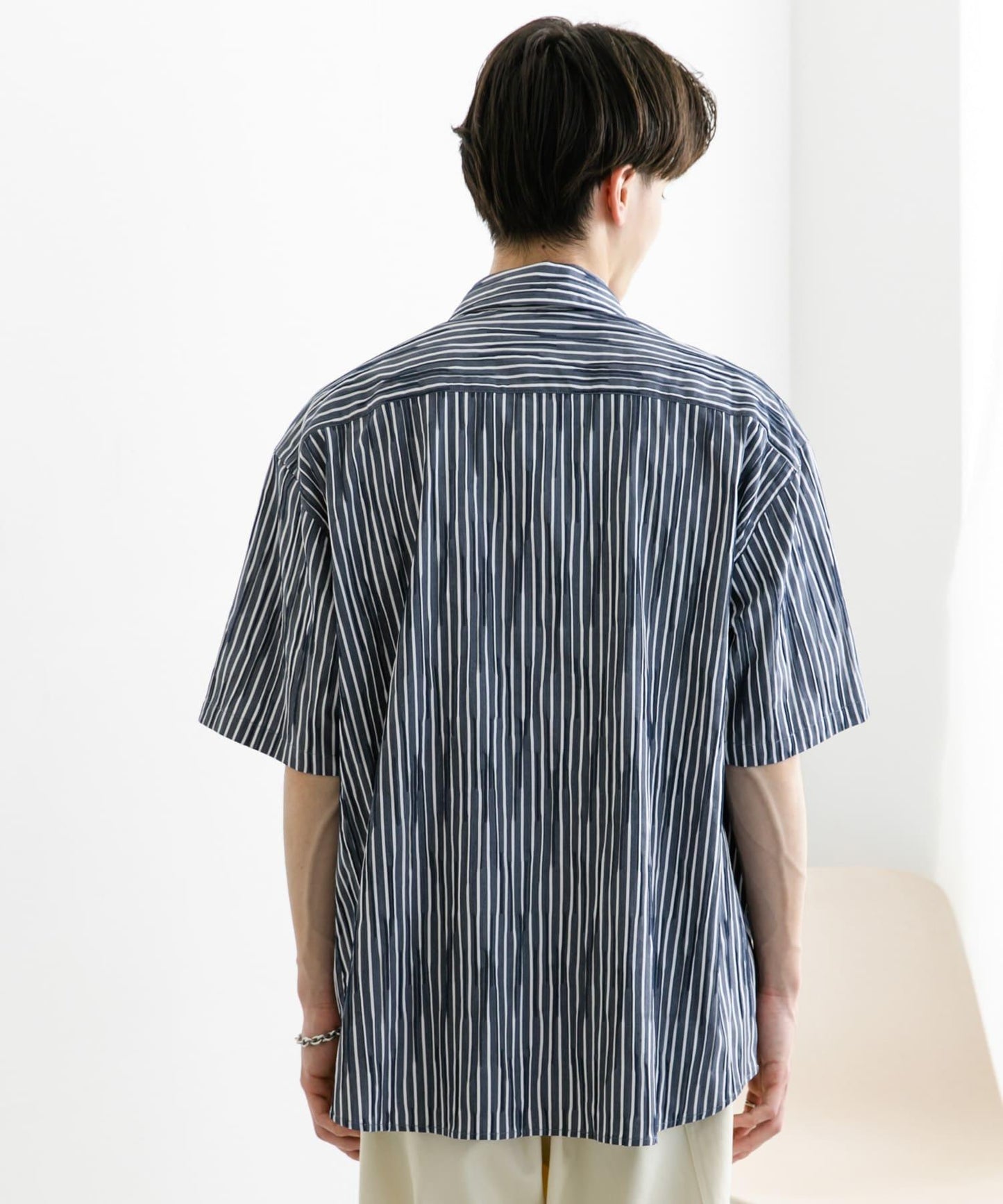 拼色提花短袖襯衫