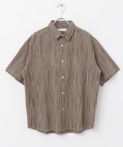 拼色提花短袖襯衫