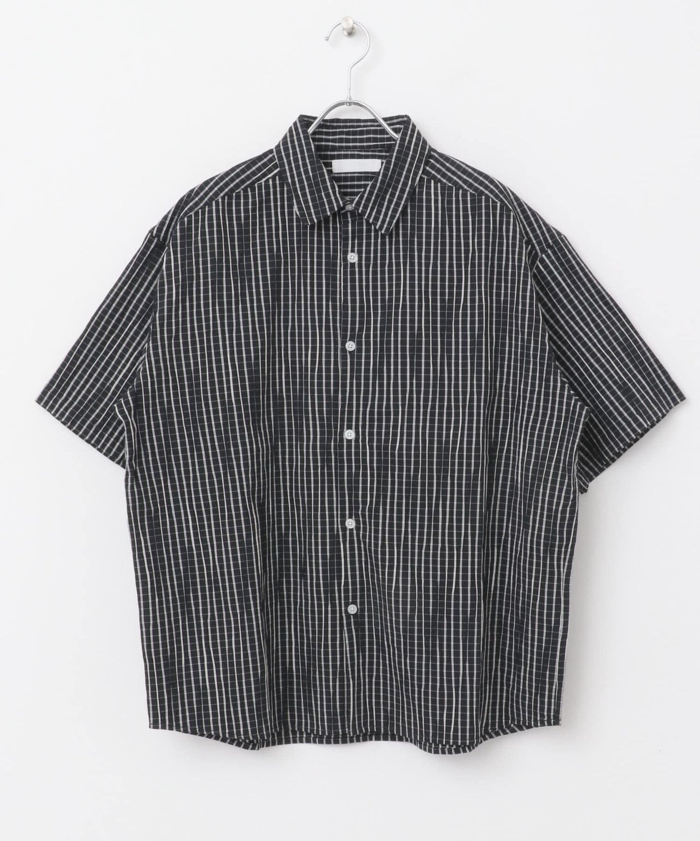 拼色提花短袖襯衫