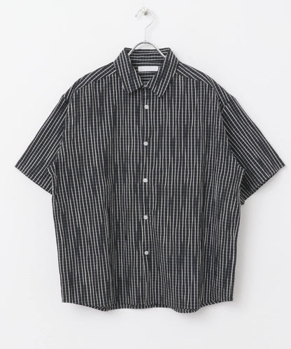 拼色提花短袖襯衫