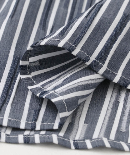 拼色提花短袖襯衫