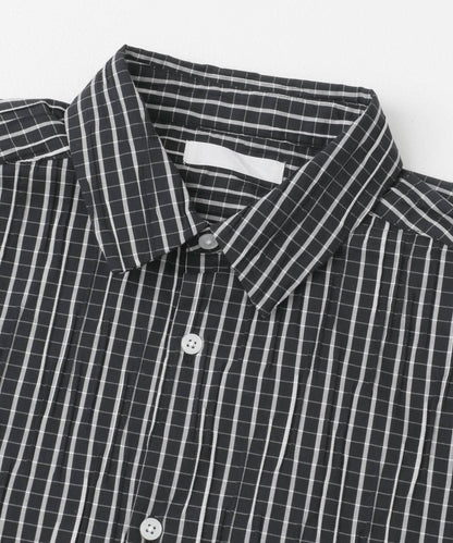 拼色提花短袖襯衫