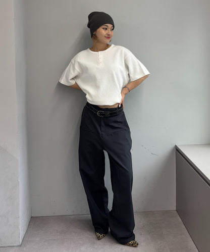 【酸奶油/酸奶油】華夫餅亨利圓領T恤 / 2尺碼