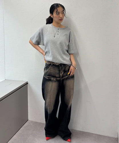 【酸奶油/酸奶油】華夫餅亨利圓領T恤 / 2尺碼