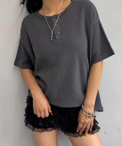 【酸奶油/酸奶油】華夫餅亨利圓領T恤 / 2尺碼