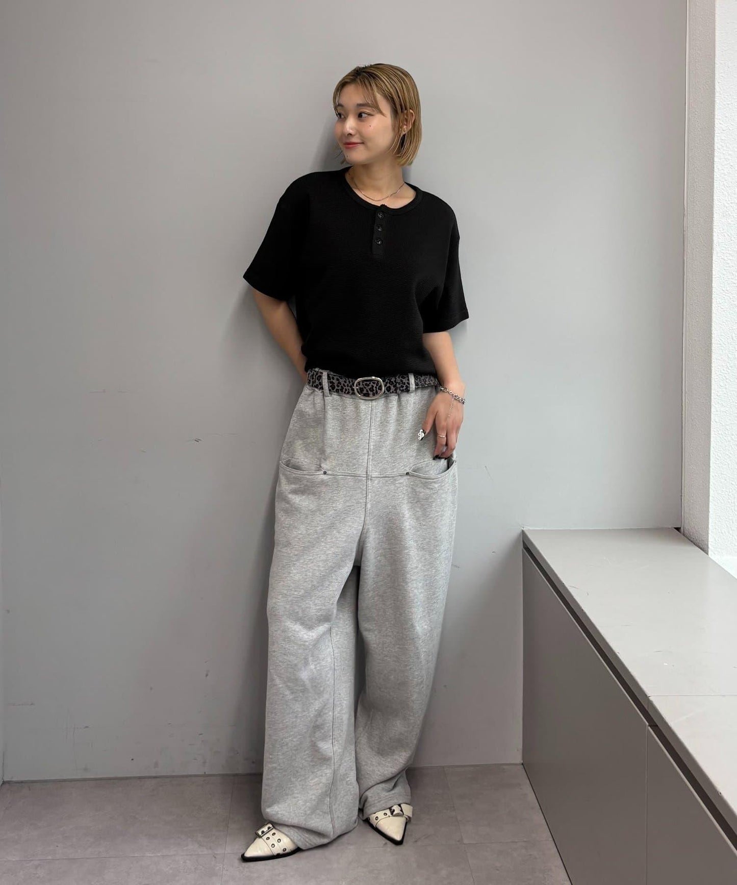 【酸奶油/酸奶油】華夫餅亨利圓領T恤 / 2尺碼