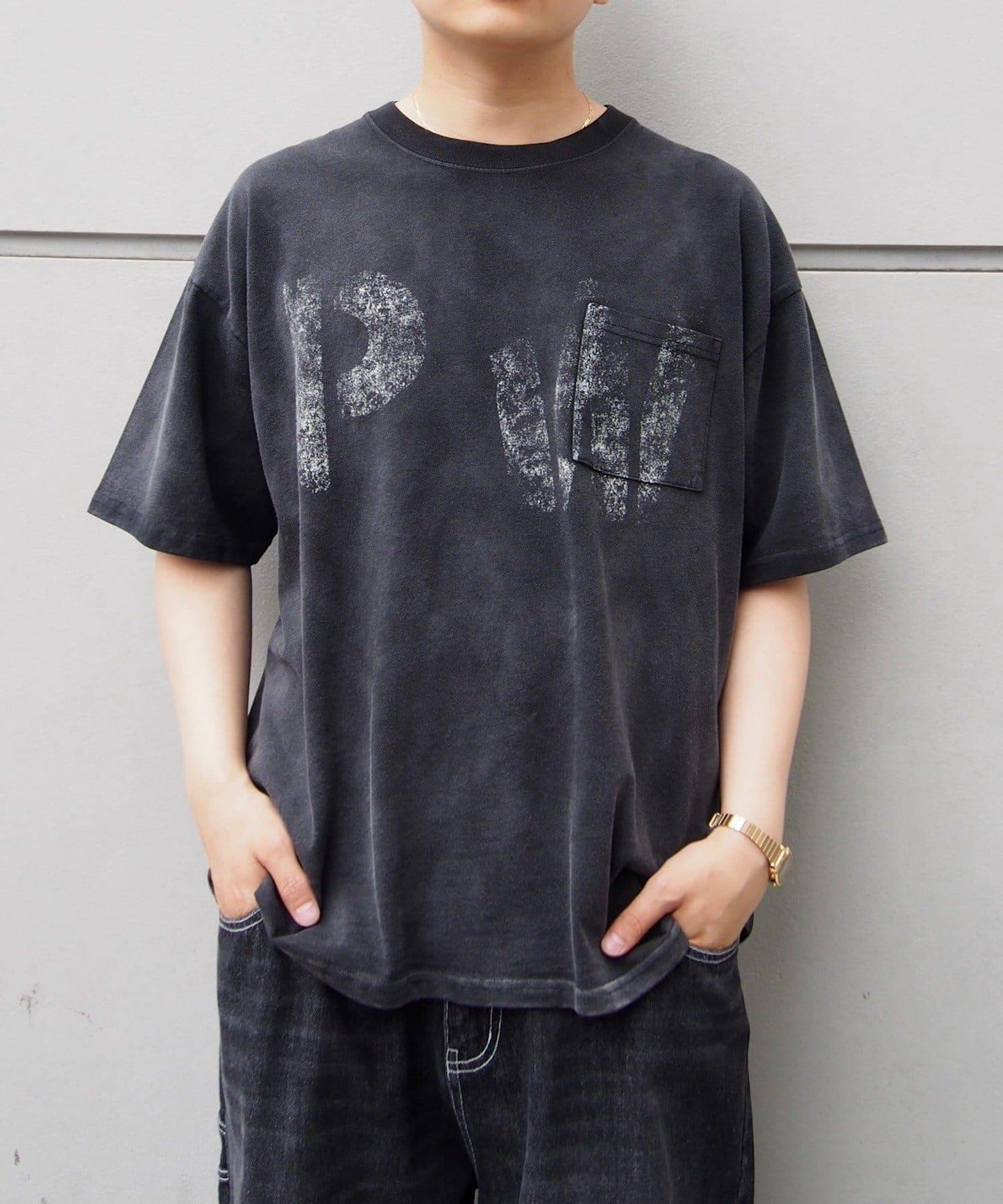 模版印花 口袋 PWステンシルプリント TEE T恤