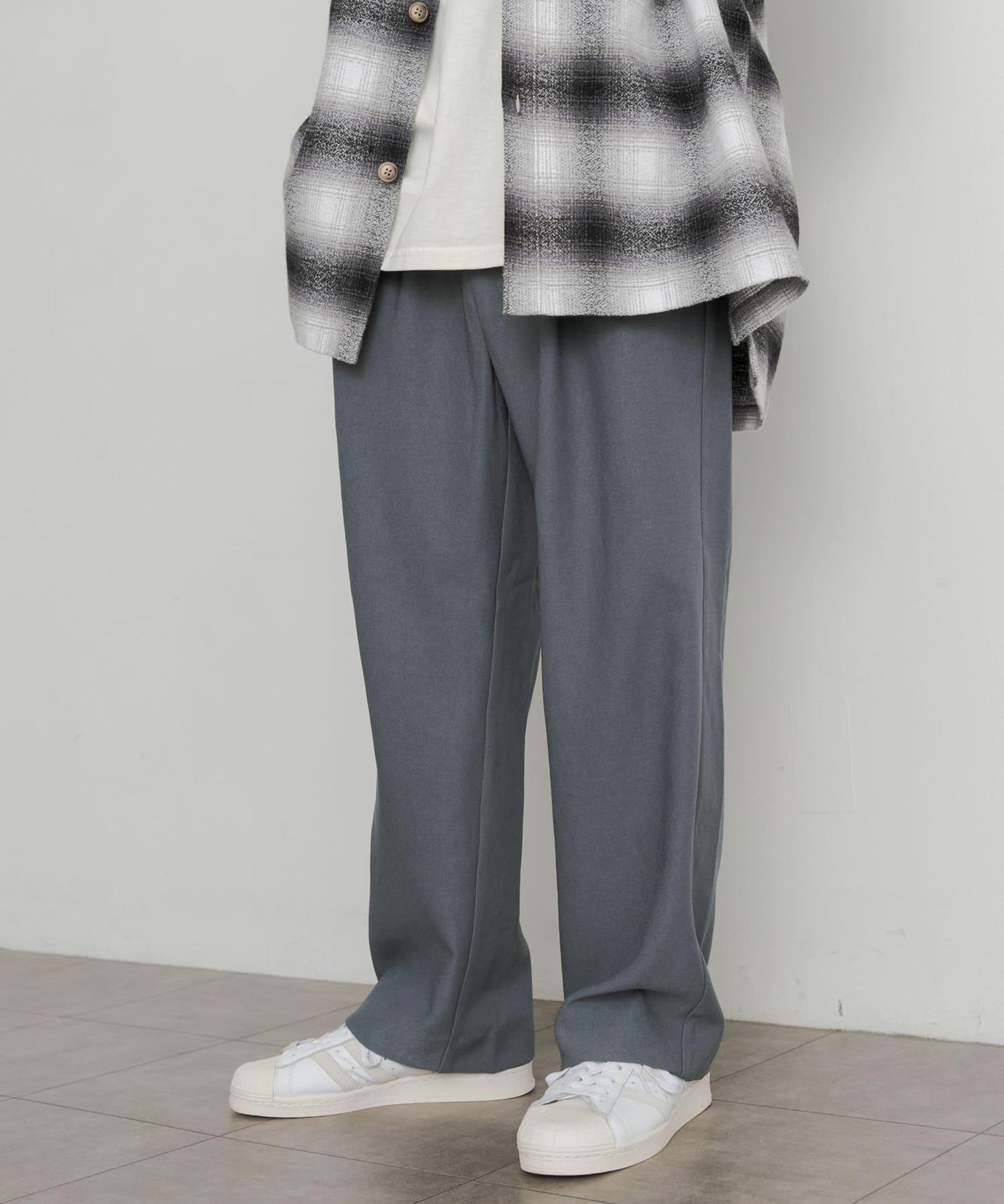 羊毛感雙褶寬腿褲