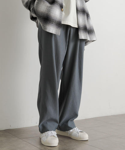 羊毛感雙褶寬腿褲