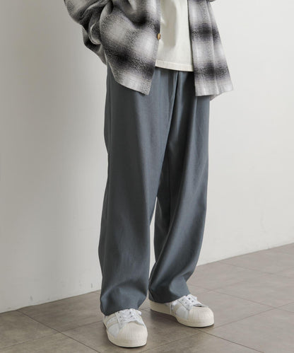 羊毛感雙褶寬腿褲