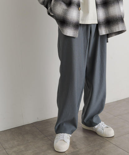 羊毛感雙褶寬腿褲