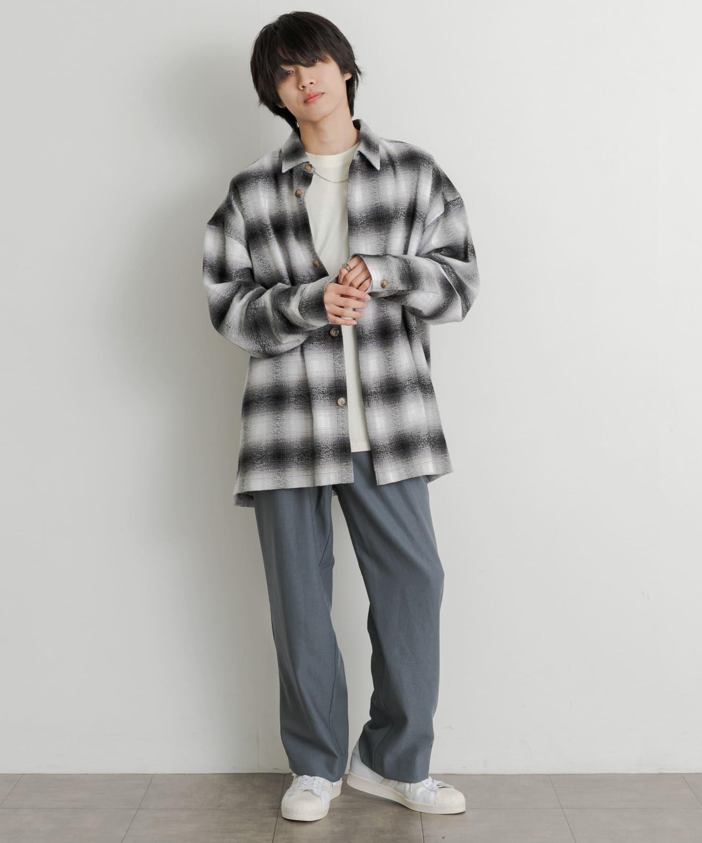 羊毛感雙褶寬腿褲