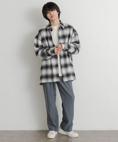 羊毛感雙褶寬腿褲