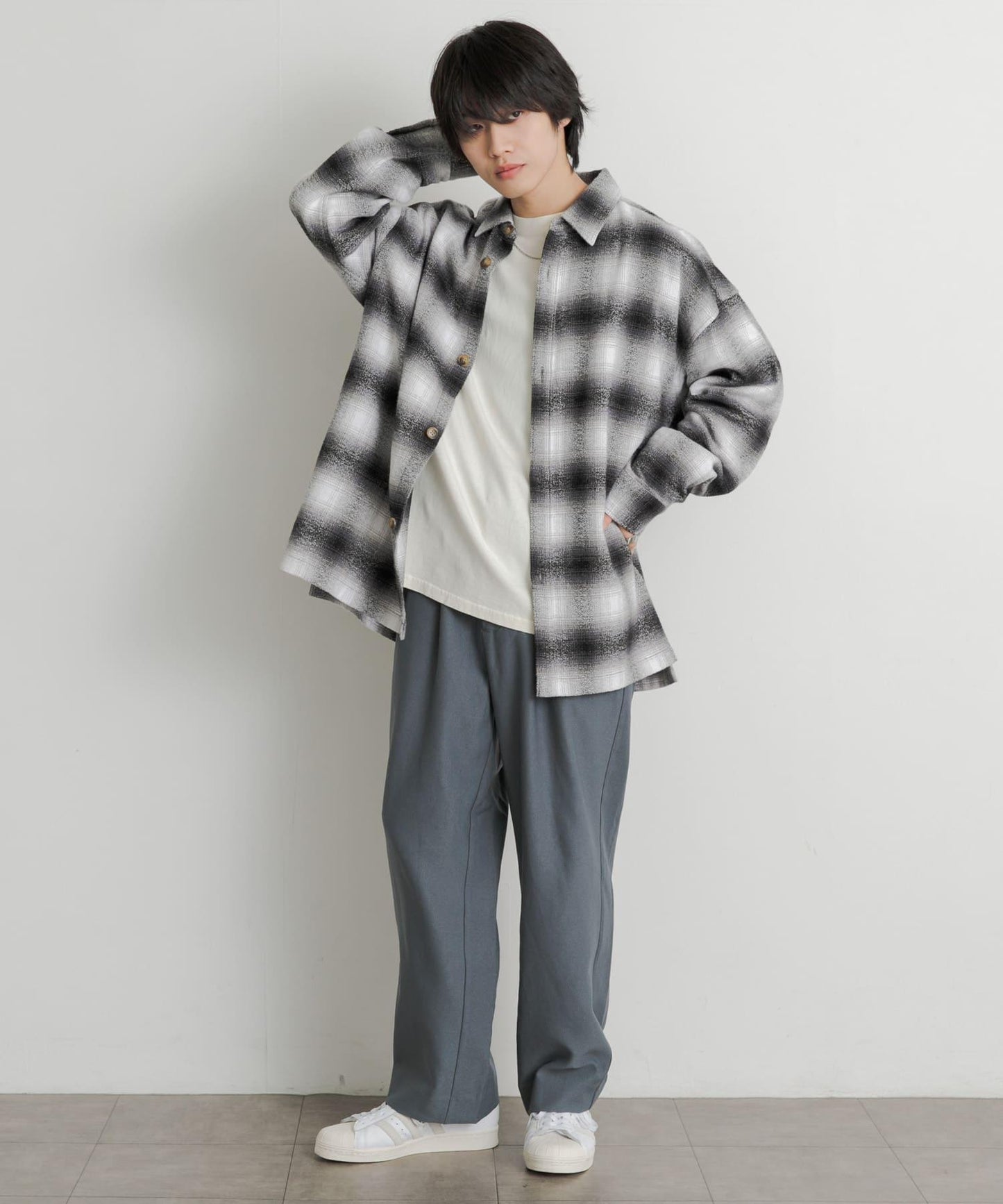 羊毛感雙褶寬腿褲