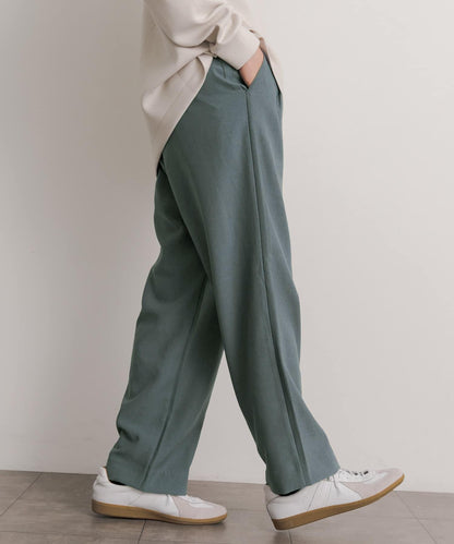 羊毛感雙褶寬腿褲