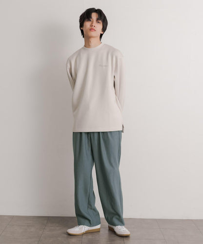 羊毛感雙褶寬腿褲