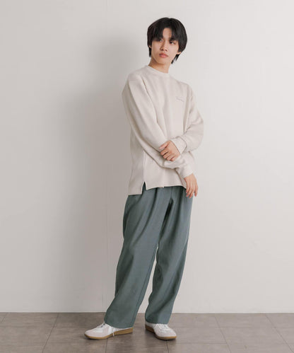 羊毛感雙褶寬腿褲