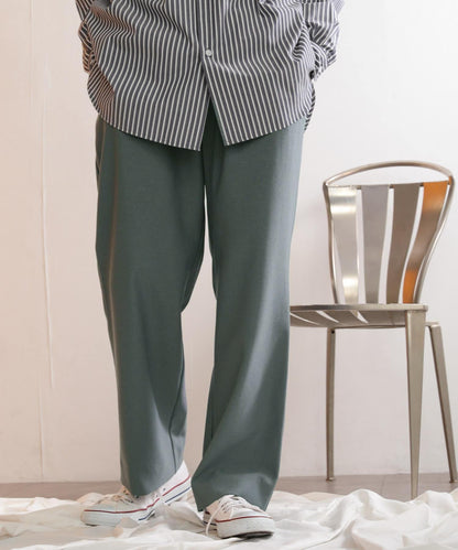 羊毛感雙褶寬腿褲