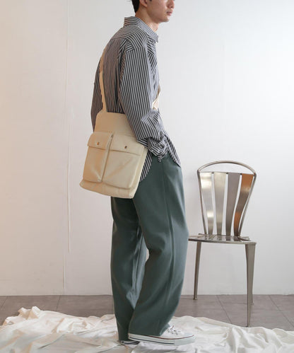 羊毛感雙褶寬腿褲