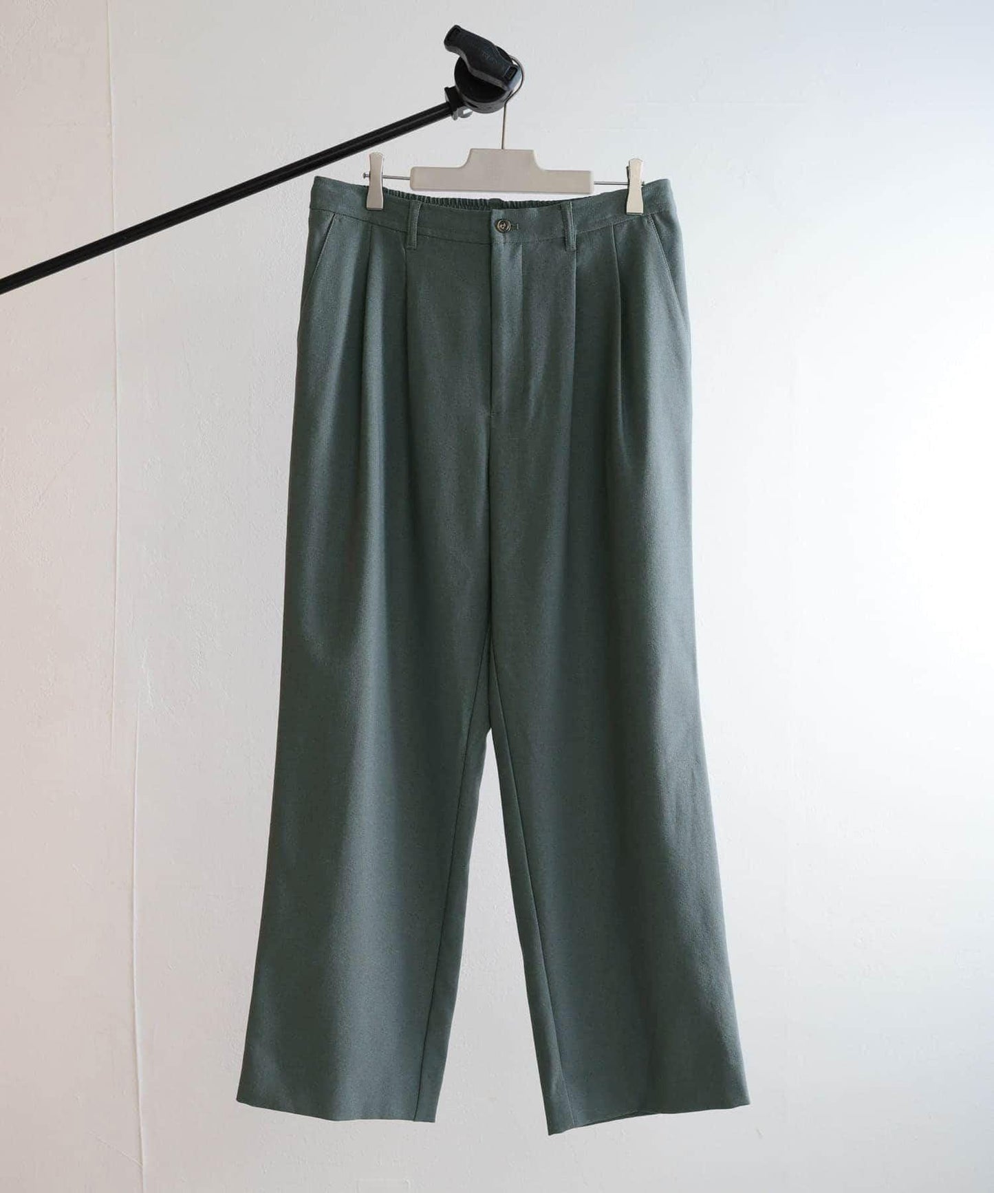 羊毛感雙褶寬腿褲