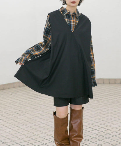 肩部褶皺設計迷你連衣裙