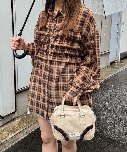 荷葉邊拼接上衣