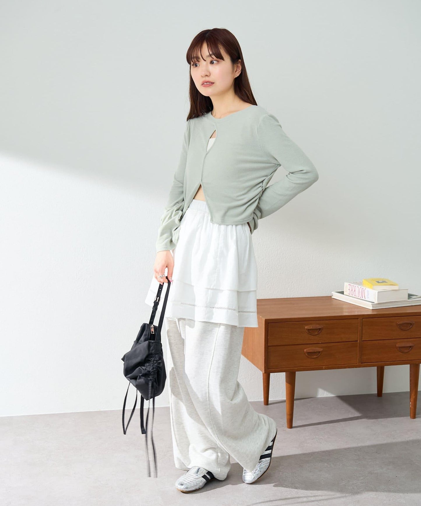 棉質荷葉邊迷你半身裙