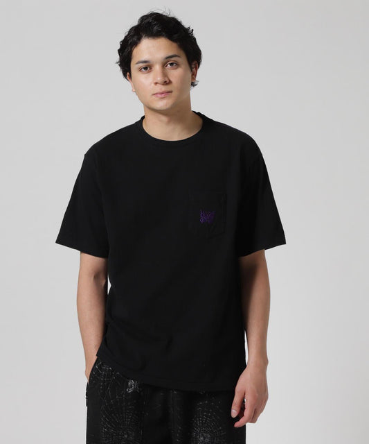 NEEDLES/S/S 蝴蝶刺繡口袋T恤 - 棉質傑西布