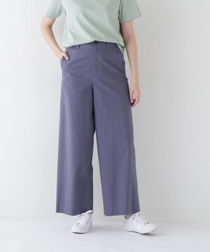 絲綢條紋半寬鬆褲