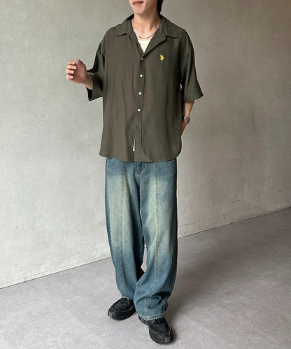 【美國馬球協會】絲綢觸感短袖襯衫