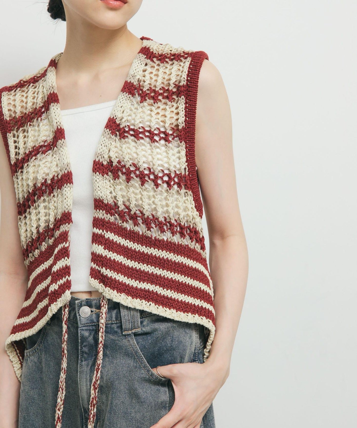 2WAY條紋針織背心