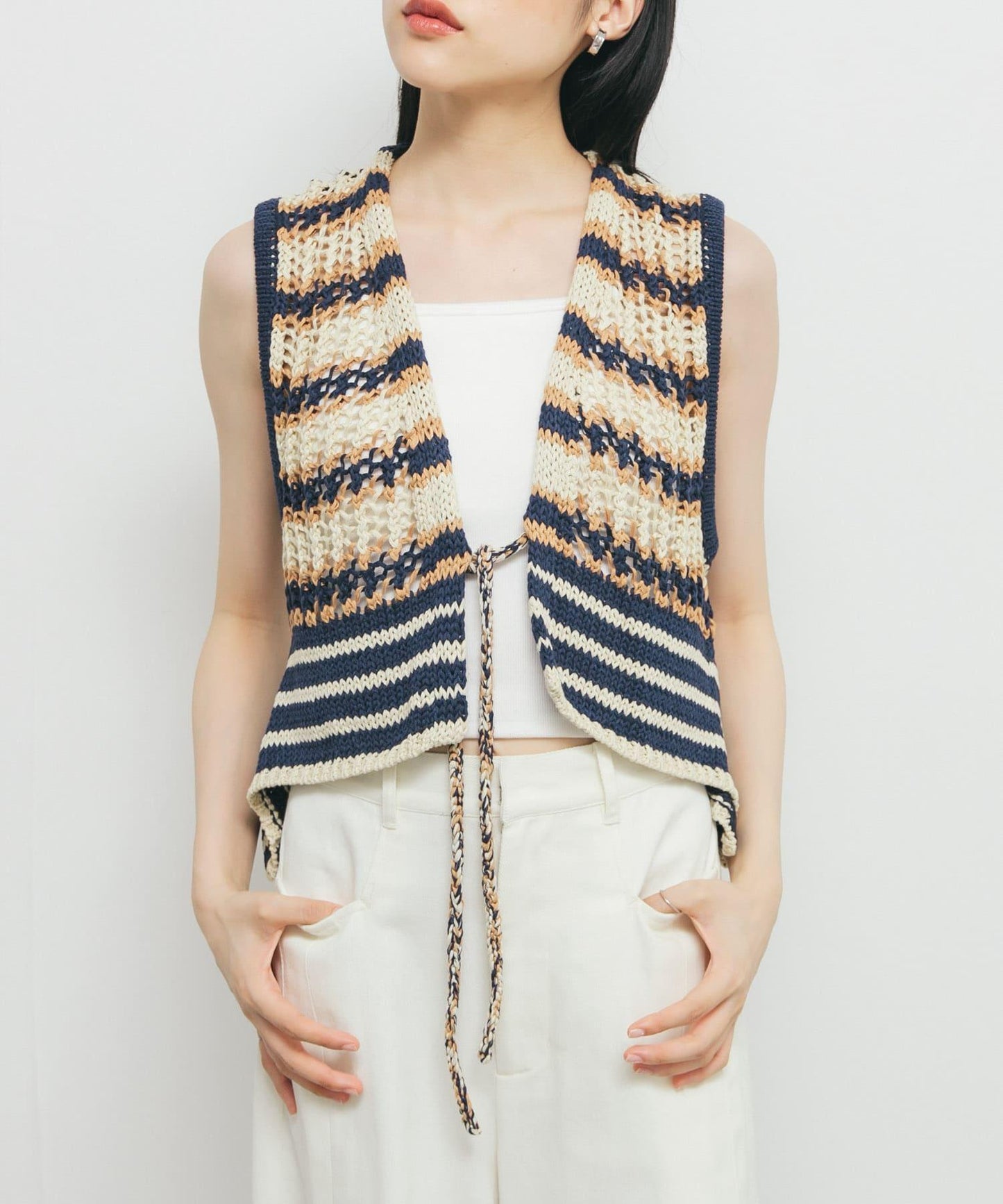 2WAY條紋針織背心