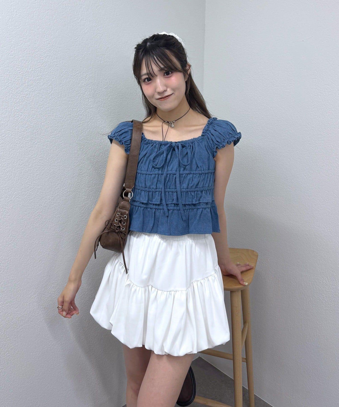 mline 法式抽褶女襯衫