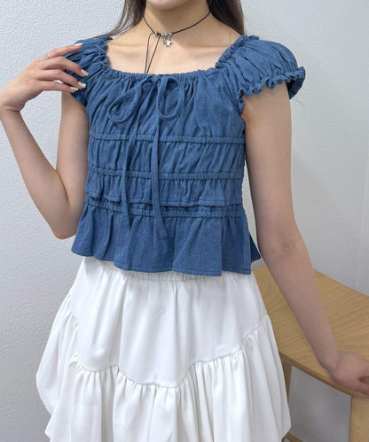 mline 法式抽褶女襯衫