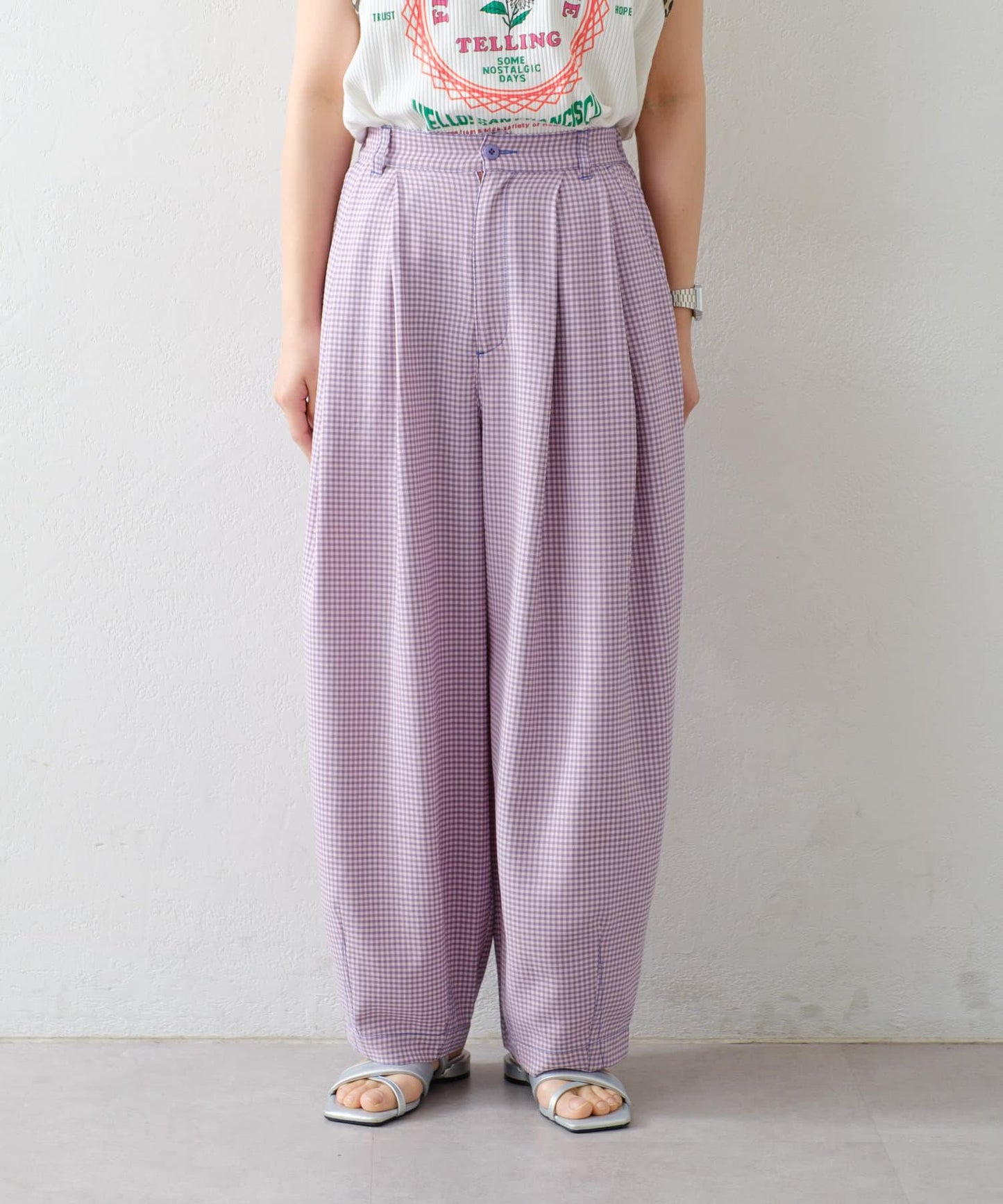 【HELLO.SANFRANCISCO】格子印花休閒褲