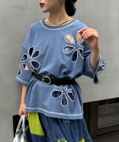 【HELLO.SANFRANCISCO】花朵剪裁寬鬆T恤